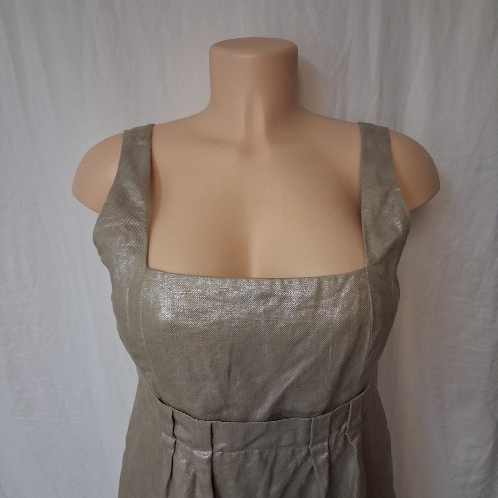 Kenneth Cole Reaction Shimmering Silver Metalic Obobe Knee  Midi Dress Sz 6 - Picture 9 of 16